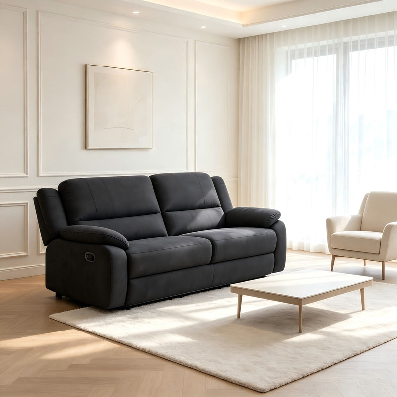 2 Seat Manual Reclining Loveseat With 150° Recline & Footrest - Black