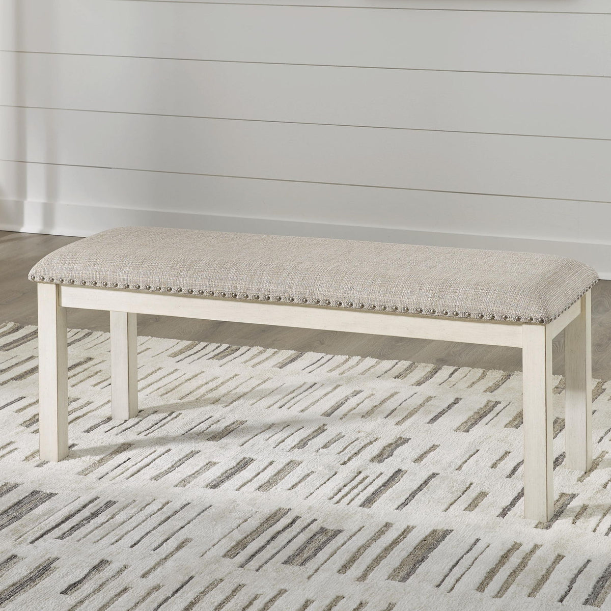 Robbinsdale - Large Upholstered Dining Room Bench - Antique White