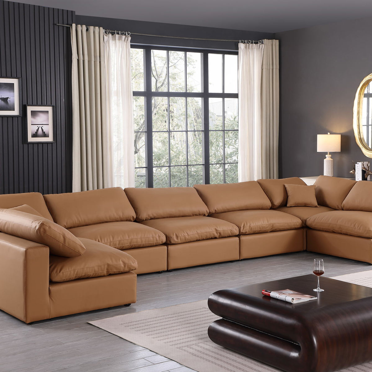 Comfy - 7 Piece Faux Leather Modular Armless Sectional