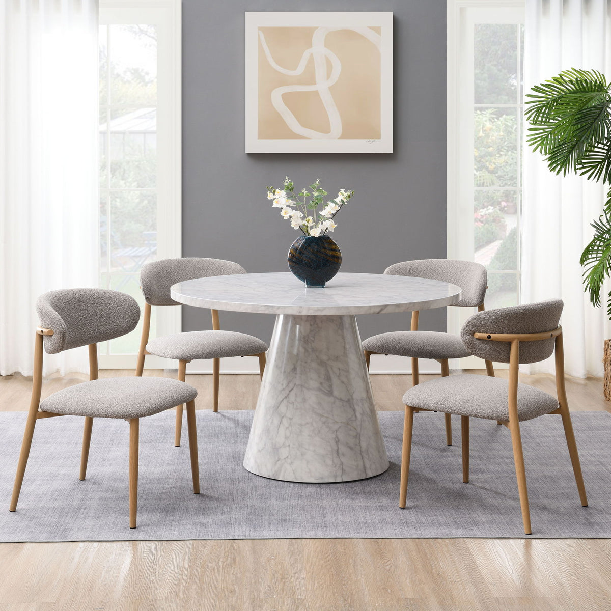 Kacey - 5 Piece Round Table Dining Room Set With Chairs - Natural