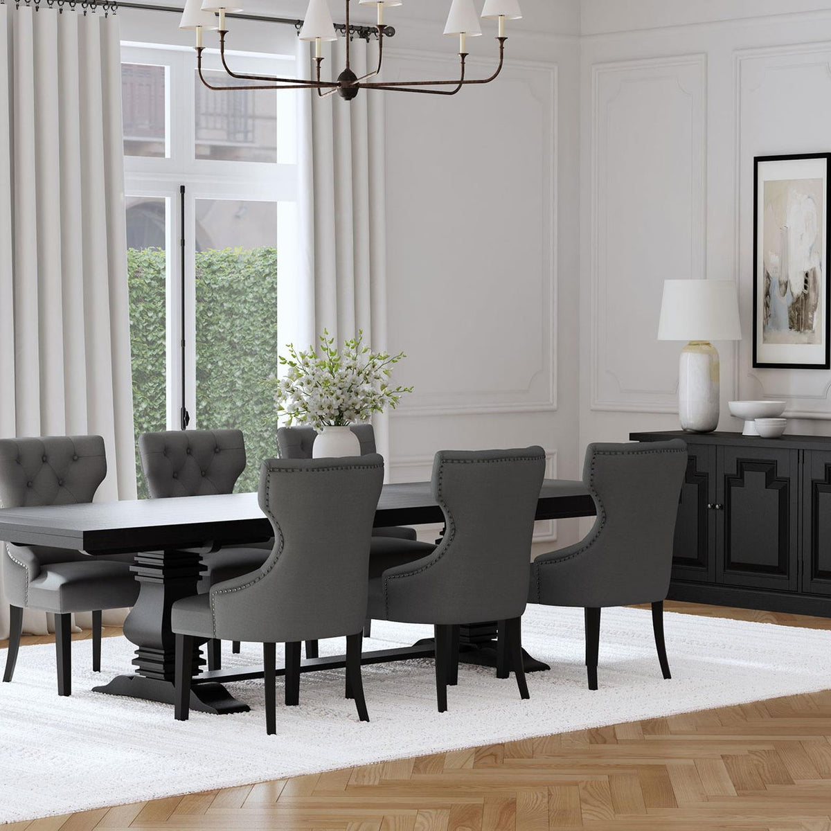 Florence 7-piece 126-inch Extension Dining Table Set Grey