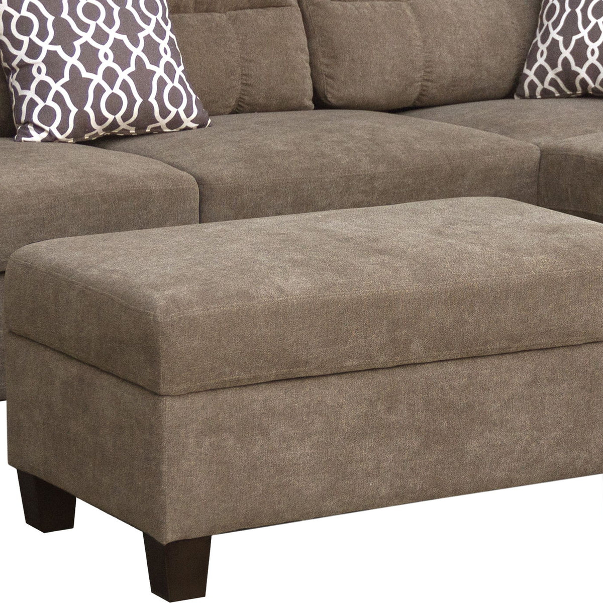 Diego - Fabric Sectional Sofa With Right Facing Chaise, Storage Ottoman, And 2 Accent Pillows