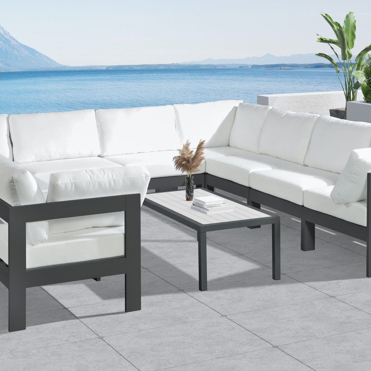 Nizuc - Outdoor Patio 10 Piece Modular Sectional With Gray Frame