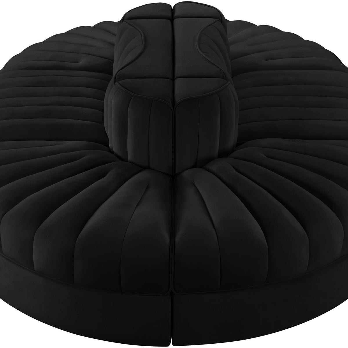 Rummi - Oval Velvet Performance Fabric Upholstered 6 Piece Modular Sectional