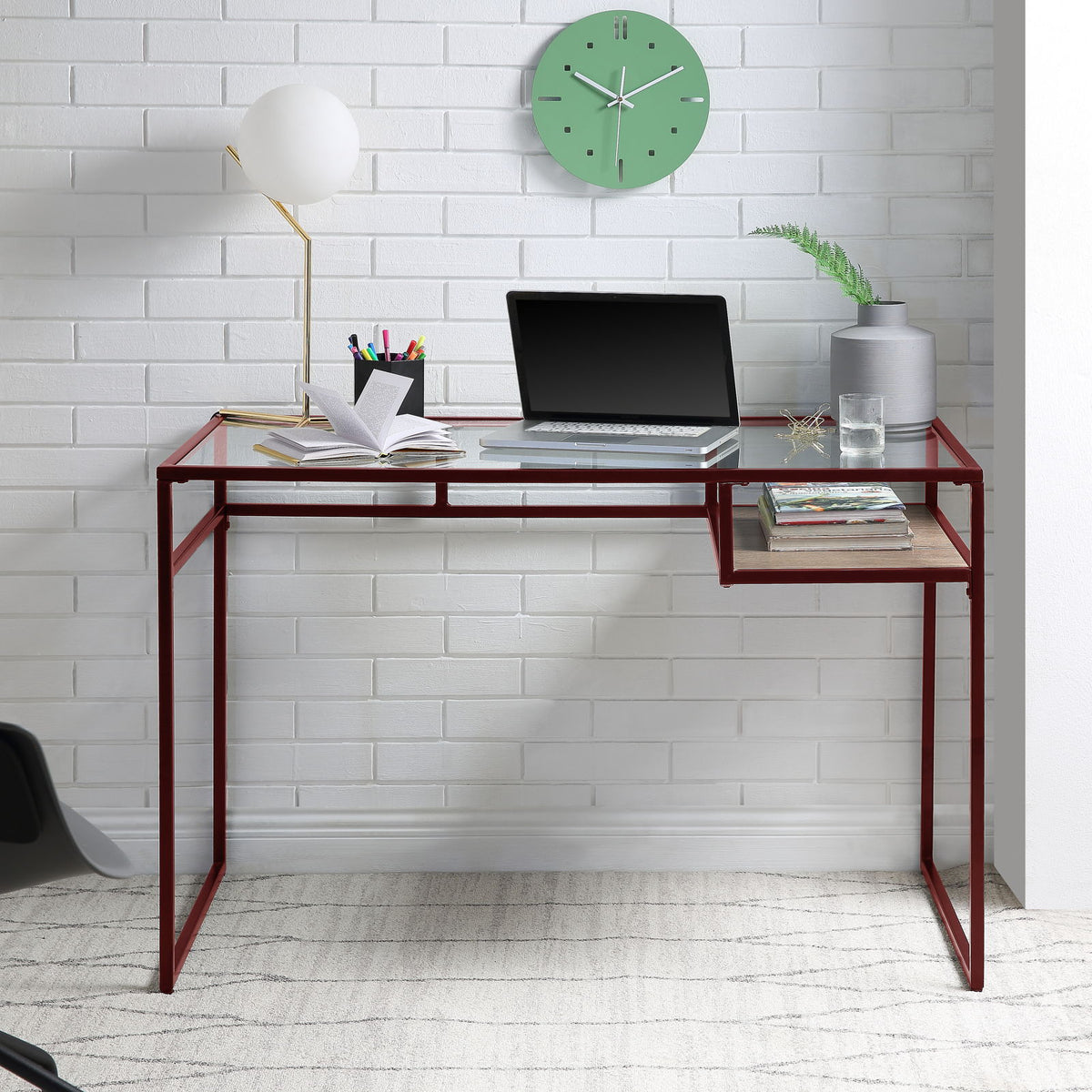 Yasin - Glass Top Writing Desk