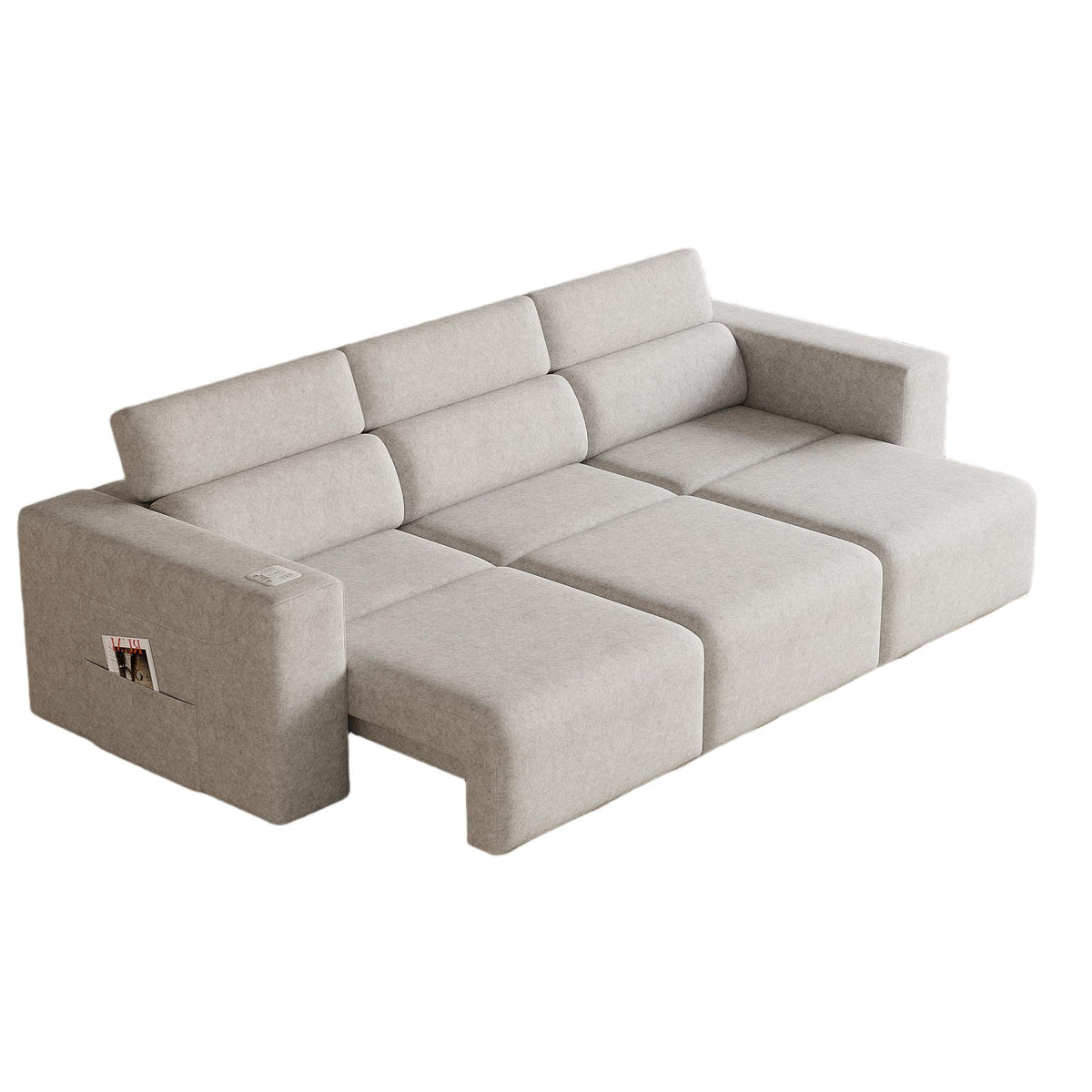 3 Seater Power Recliner Sofa With Wireless Charging And Remote Control - Gray