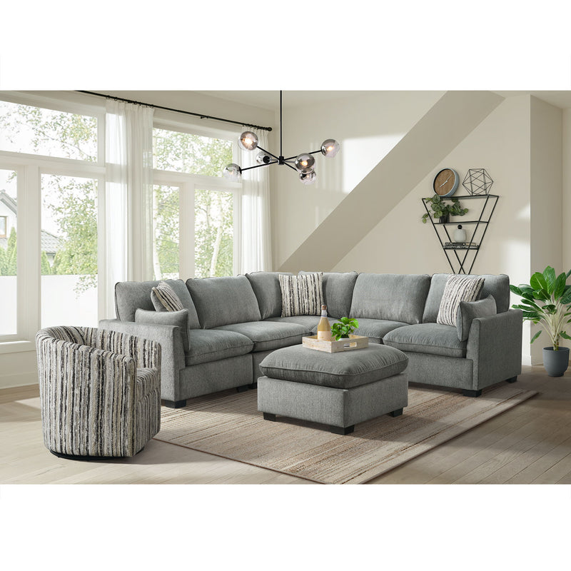 Deville - Modular LHF / RHF Chair With 2 Mix Moonlight Pillows - Nova Gray