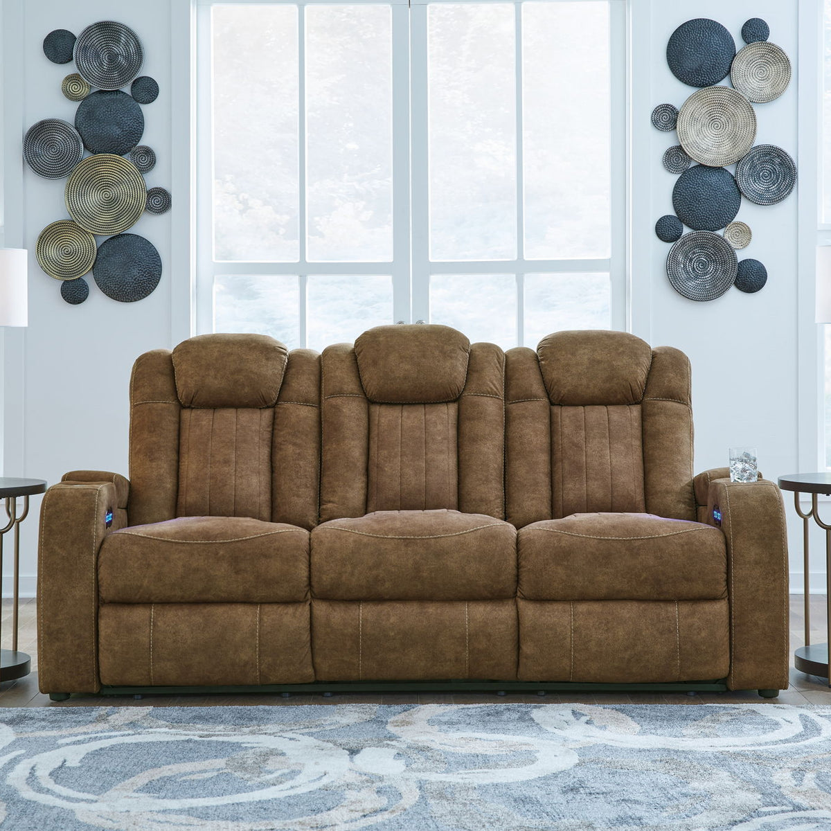 Wolfridge - 2 Pc. - Power Reclining Sofa, Power Reclining Loveseat With Console - Brindle