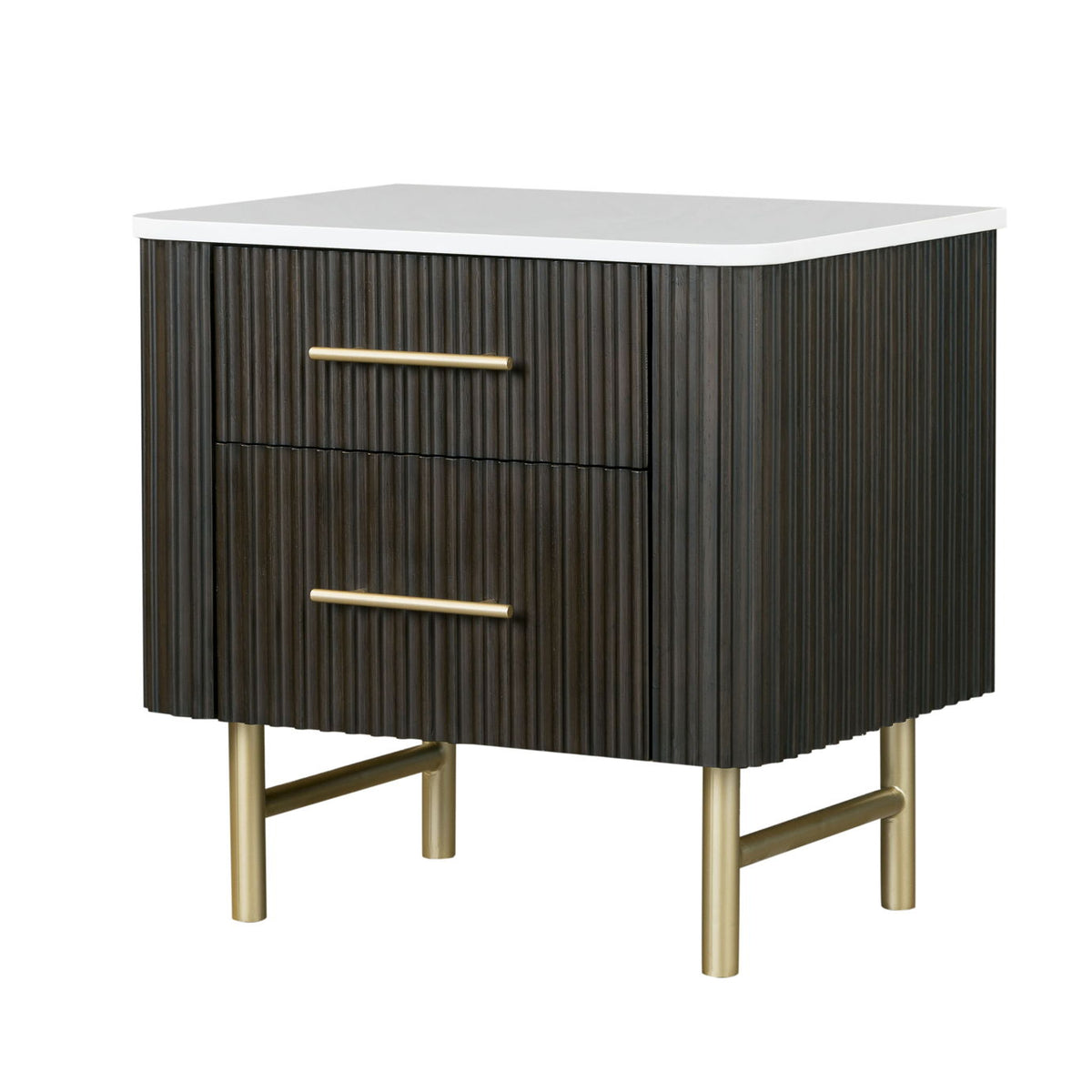 Clayten - Marble Top Nightstand - Espresso