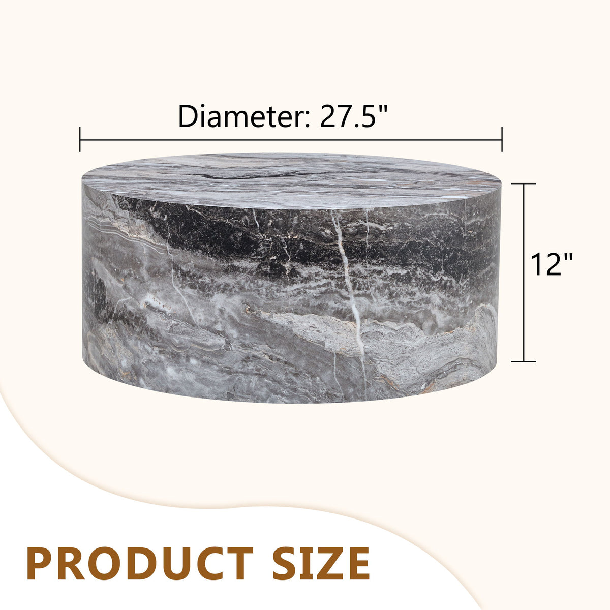 Cylindrical Coffee Table With Material For Living Room