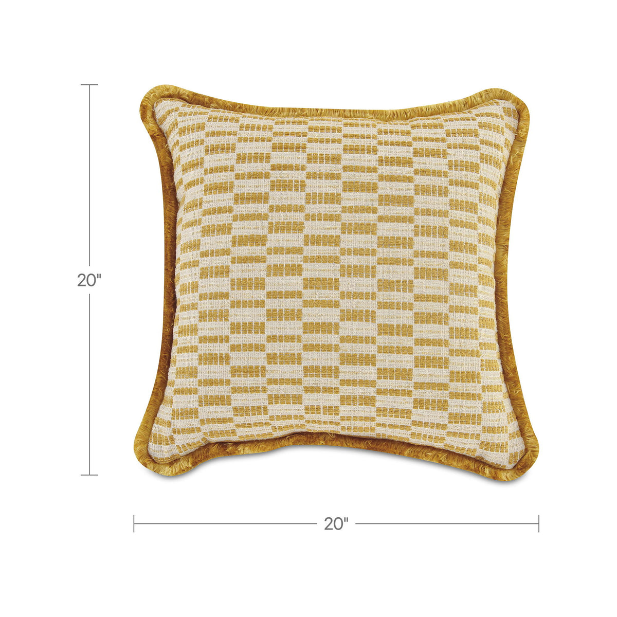 Chartreuse accent pillow with textured grid pattern and piped border, 20 in square
