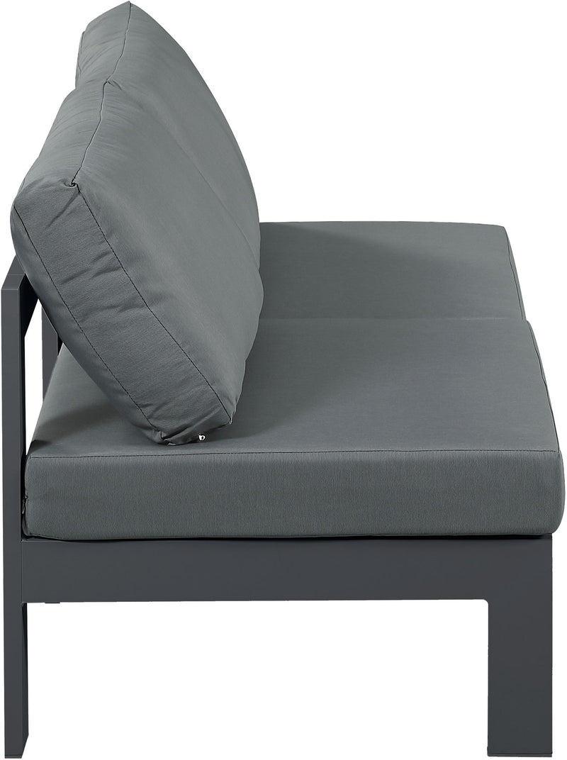 Nizuc - Outdoor Patio 2 Seat Armless Modular Sofa With Gray Frame