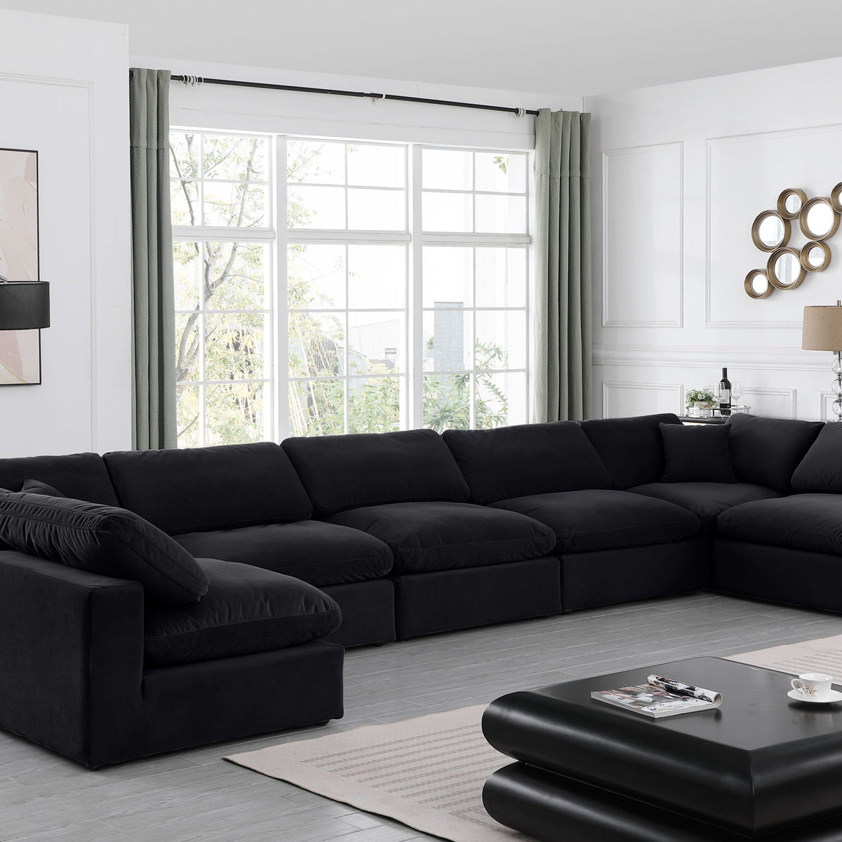 Comfy - 7 Piece Velvet Modular Armless Sectional