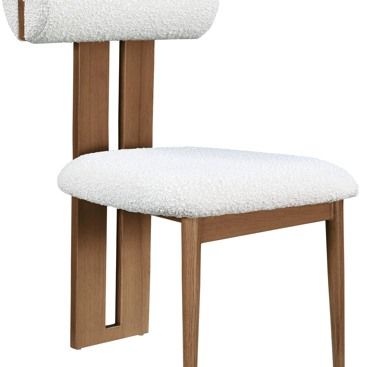 Dario - Boucle Dining Chair With Brown Frame (Set of 2) - Cream
