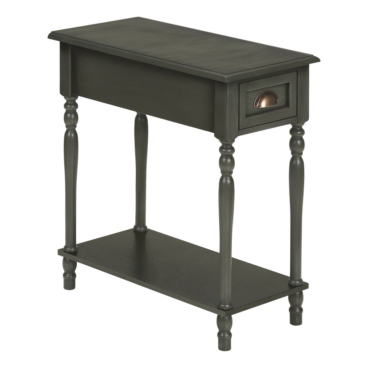 Accent Side Table, 2 Tier, Storage Drawer, Stylish Traditional Design
