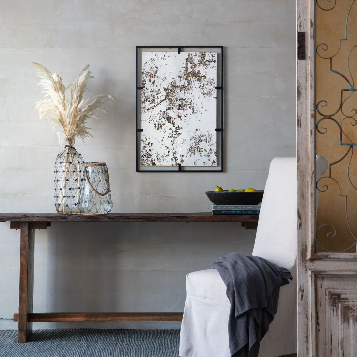 Rectangle Antiqued Wall Mirror Wall Mirror With Metal Frame, Home Wall Decor, Bedroom Living Room Entryway Wall Accent - Black