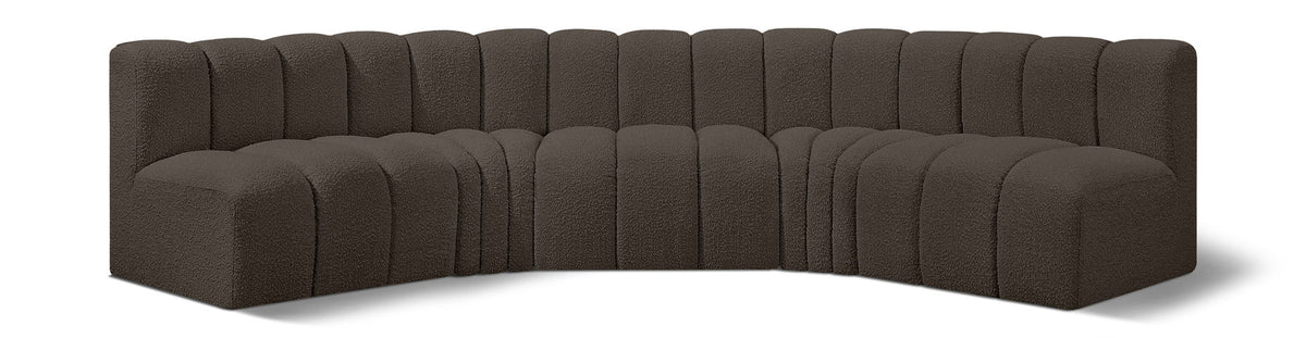Arc - Boucle Fabric 5 Piece U-Shaped Modular Sofa