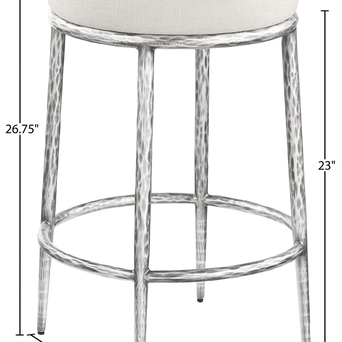 Ferro - Upholstered Backless Counter Stool With Brushed Silver Base