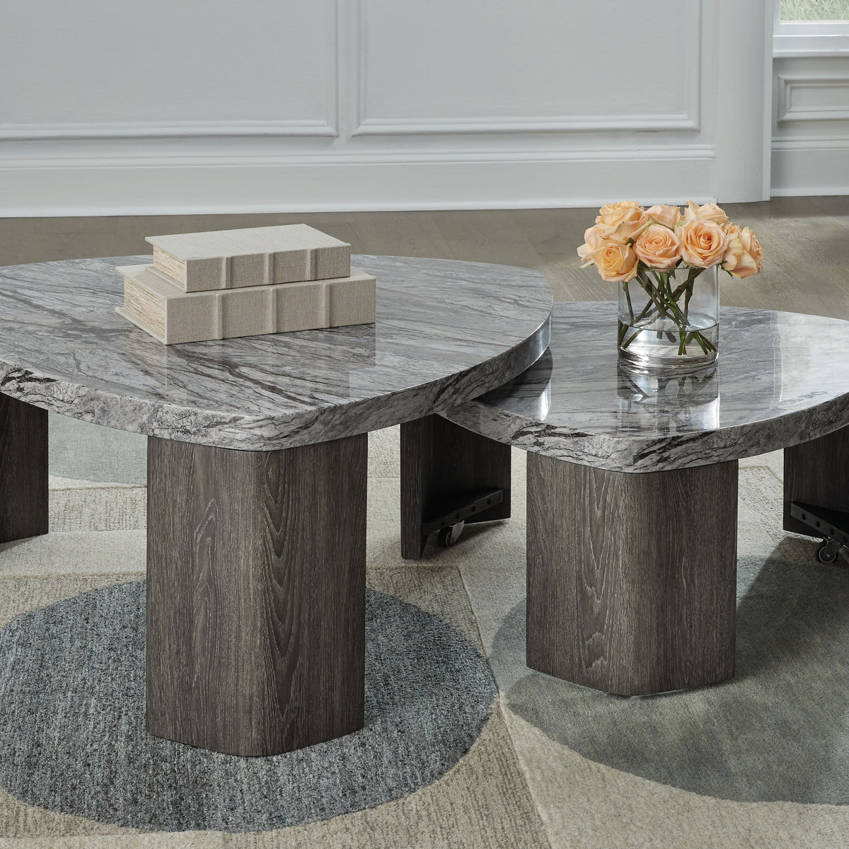 Surmour - Stacked Cocktail Table - Gray / Brown