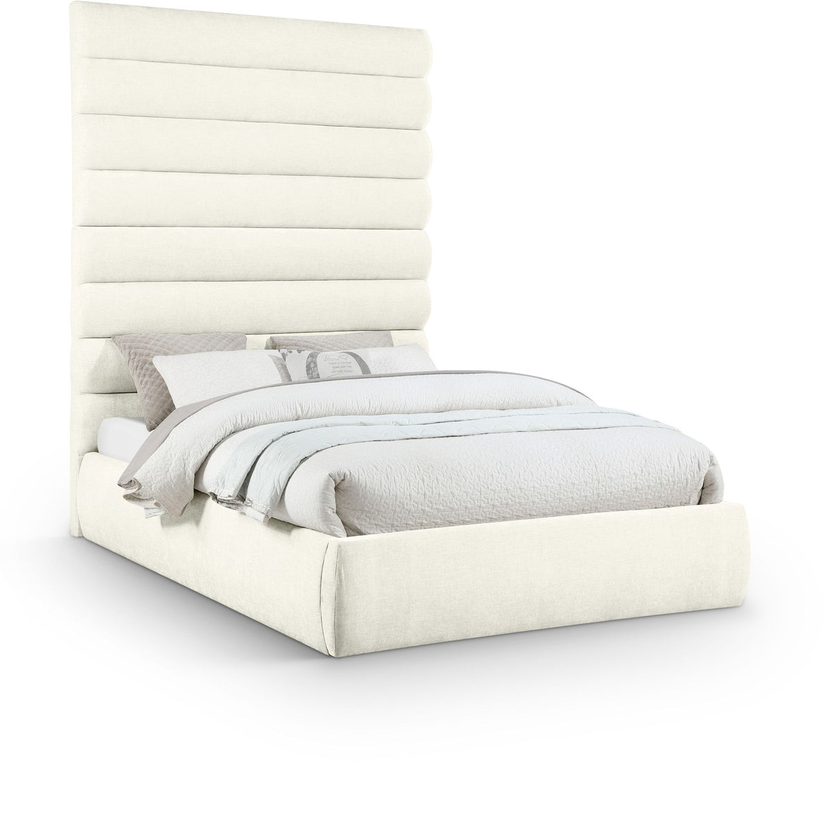 Adam - Chenille Fabric Bed With 89" Headboard