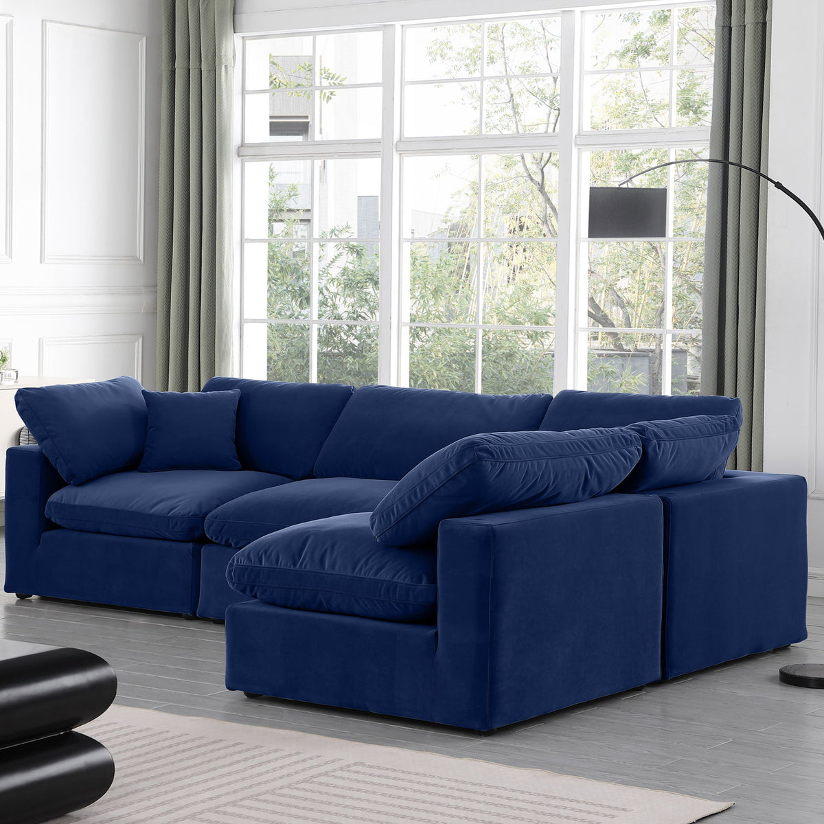 Comfy - 4 Piece Velvet Modular Armless Sectional
