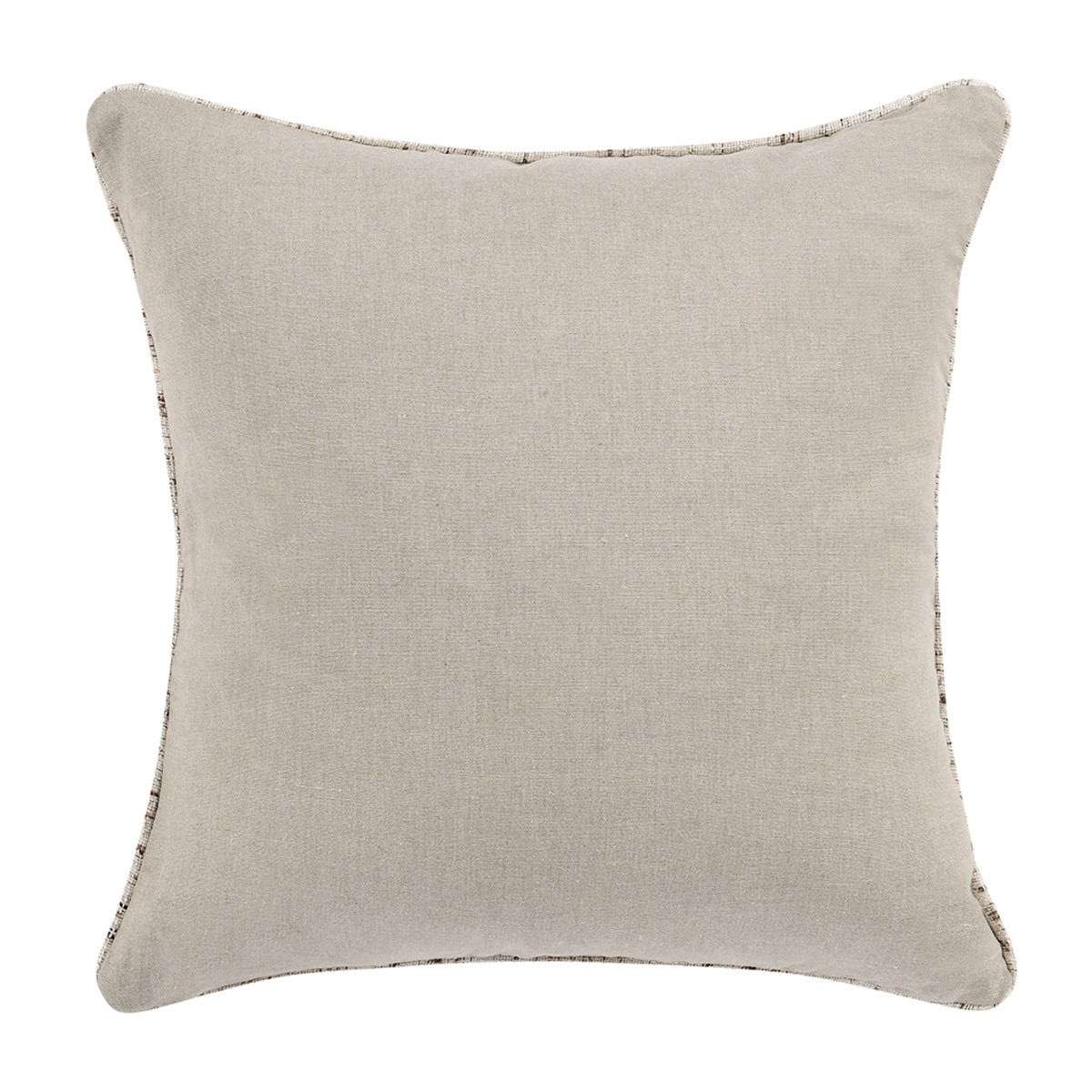Decorative square pillow, light gray-beige solid fabric with stitched edge