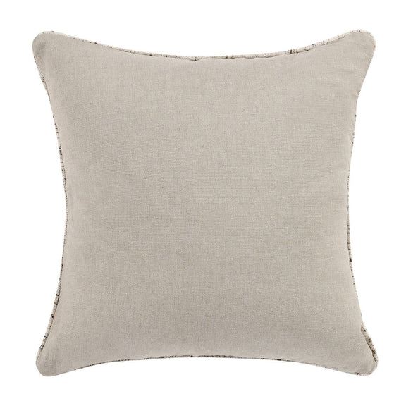 Decorative square pillow, light gray-beige solid fabric with stitched edge