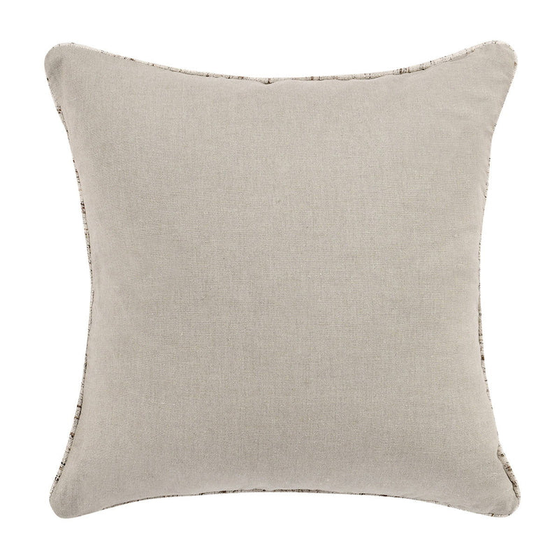 Decorative square pillow, light gray-beige solid fabric with stitched edge