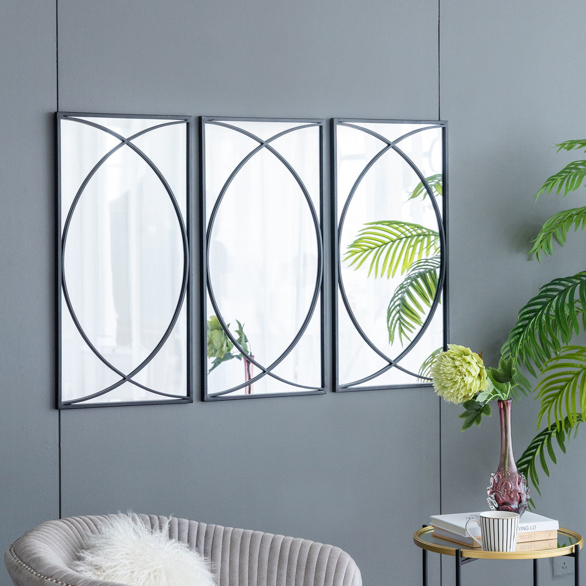 Rectangular Wall Mirrors With Frame, Home Decor For Living Room Bedroom Entryway - Black