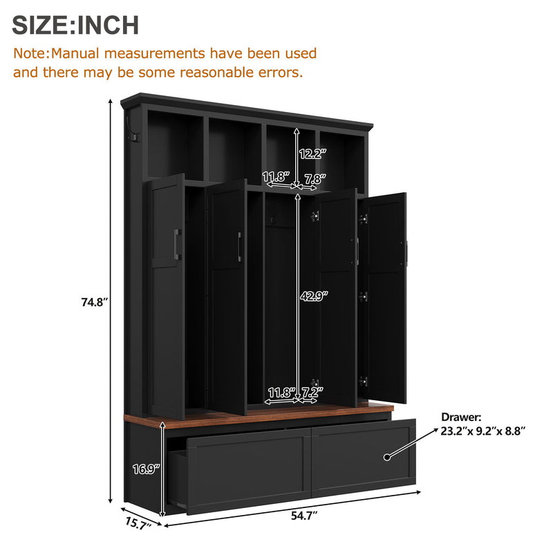 Hall Tree With 4 Hidden Cabinets