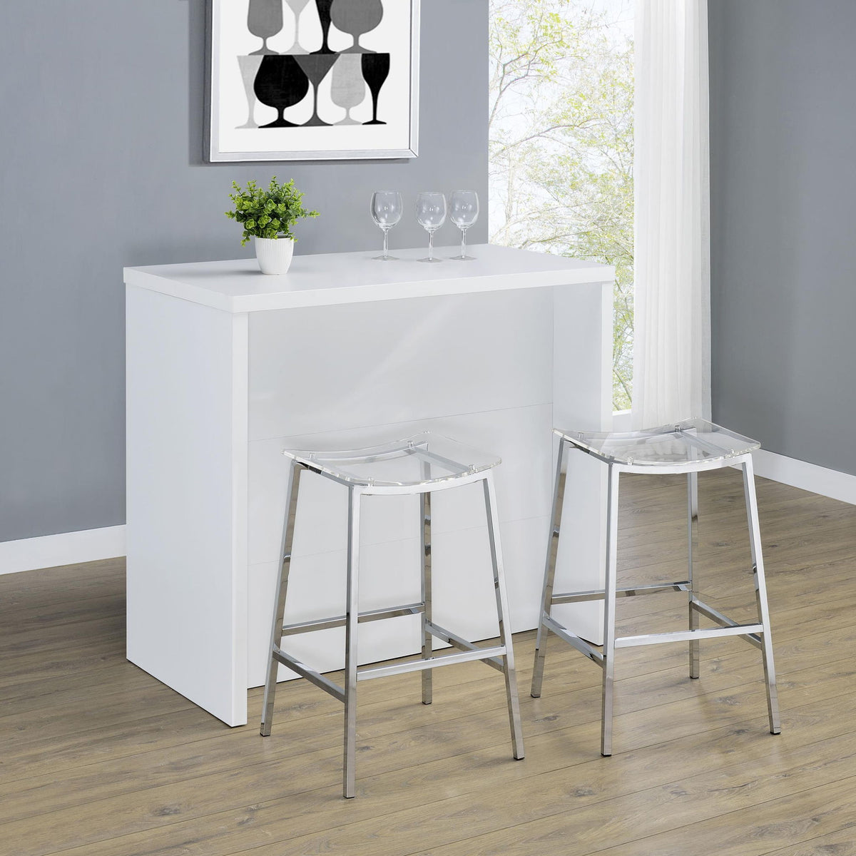 Topanga Engineered Wood Freestanding Home Bar White