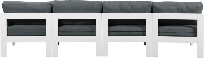 Nizuc - Outdoor Patio 4 Seat Armless Modular Sofa With White Frame