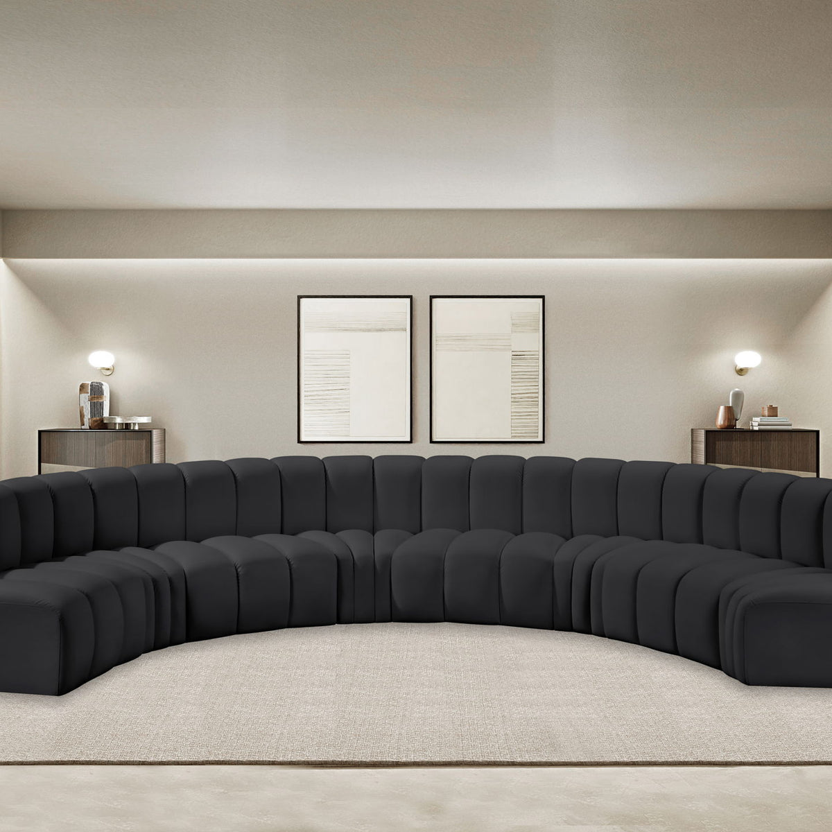 Arc - Faux Leather 8 Piece U-Shaped Modular Sofa