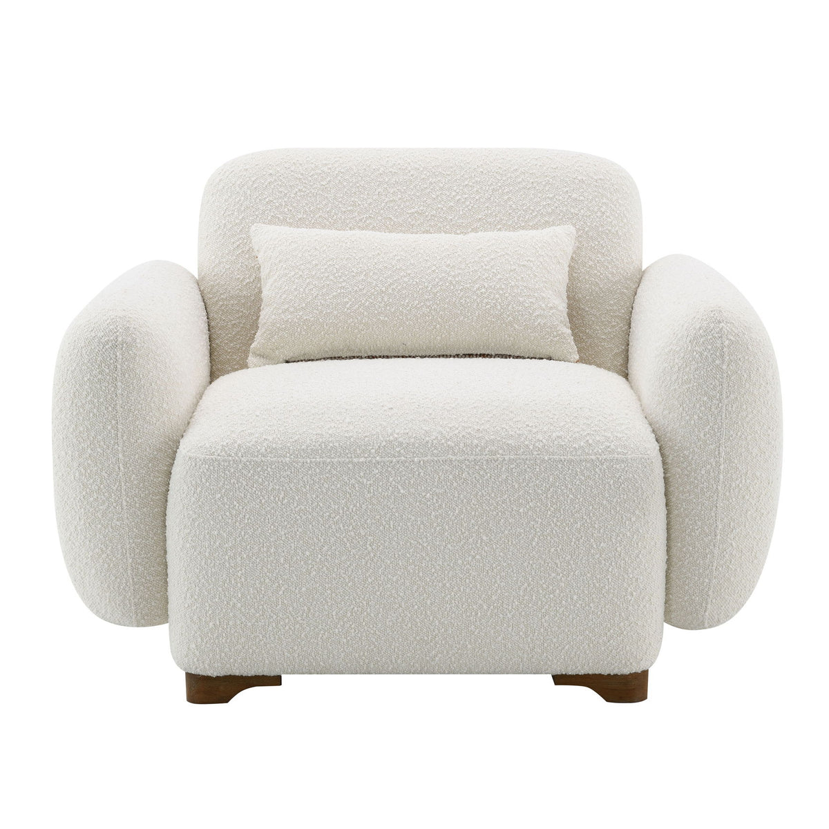 Darius - Boucle Accent Chair With 1 Toss Pillow - Beige