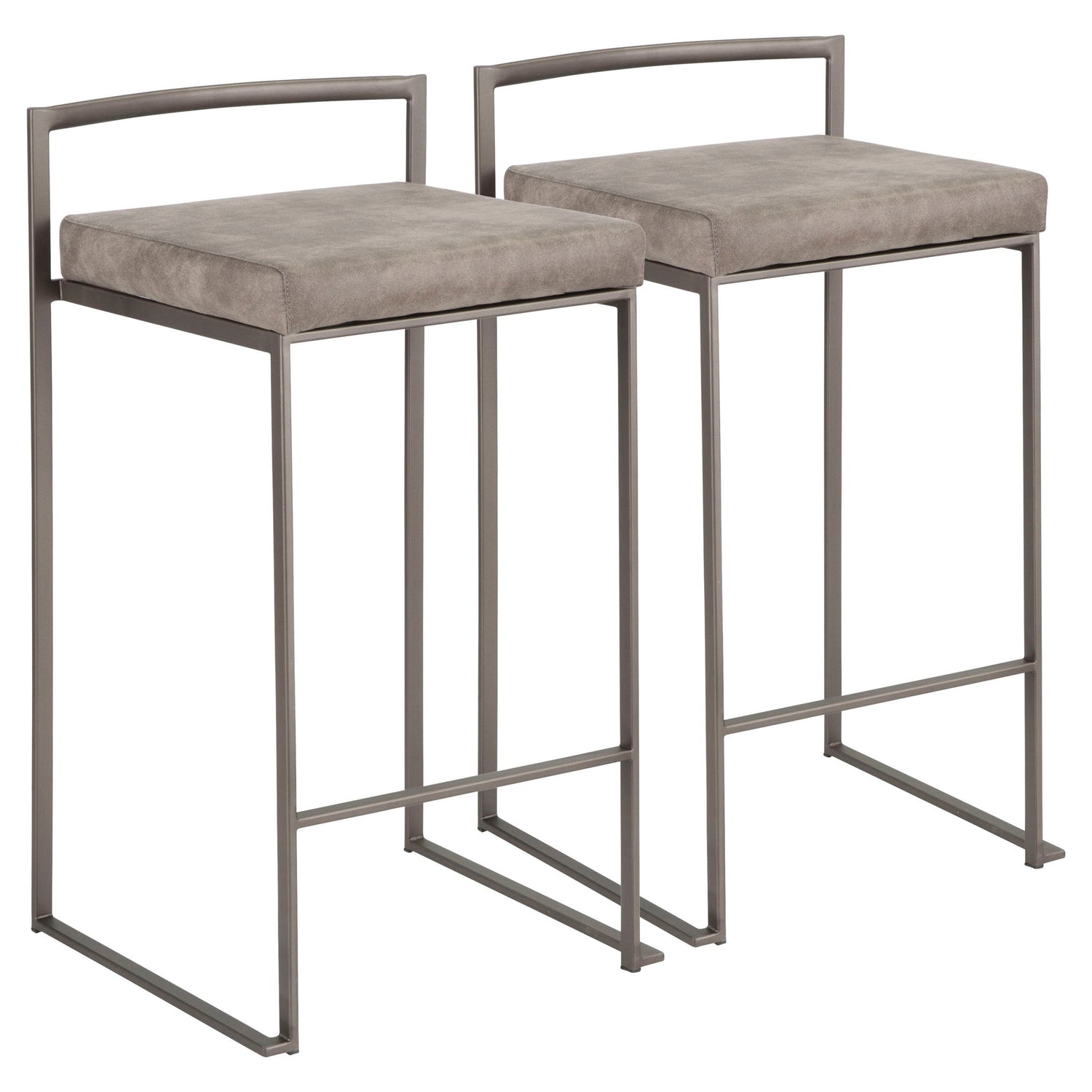 Fuji - Contemporary Stackable Counter Stool (Set of 2) - Antique / Stone