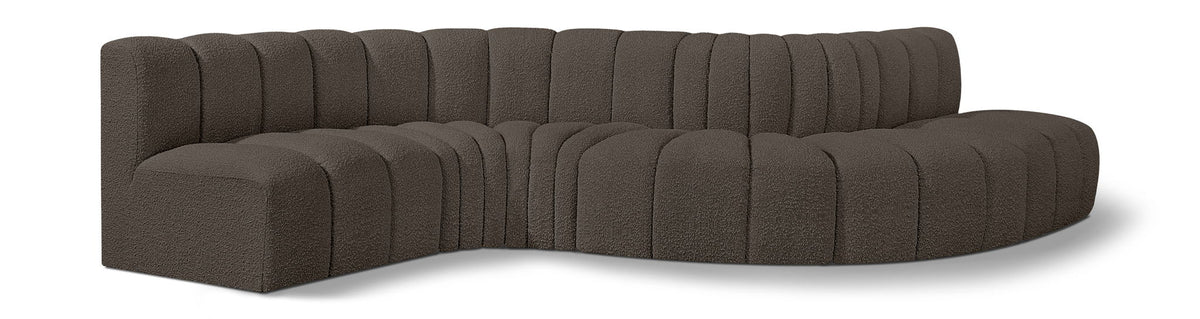 Arc - Boucle Fabric 6 Piece Curved Modular Sofa