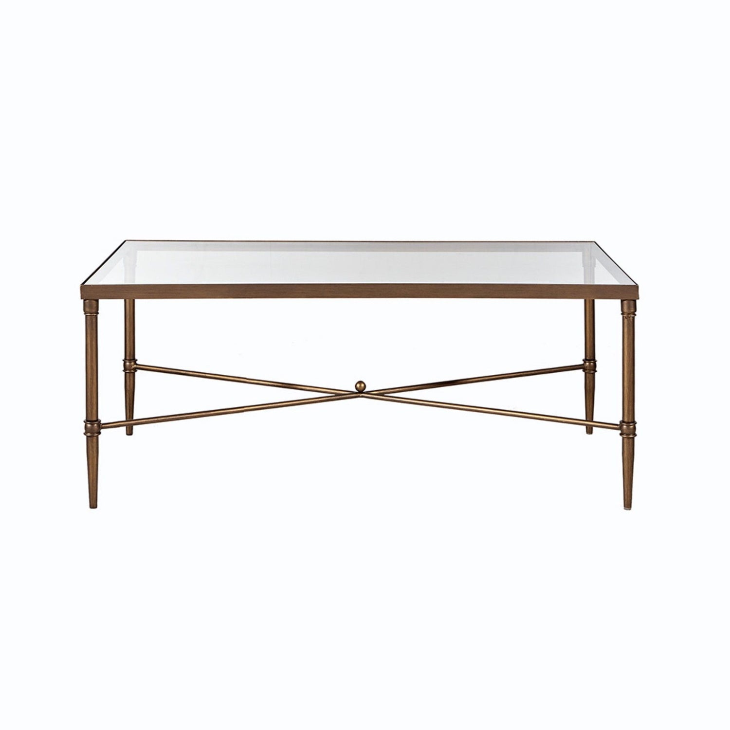 Metal Rectangle Coffee Table With Tempered Glass Top - Bronze