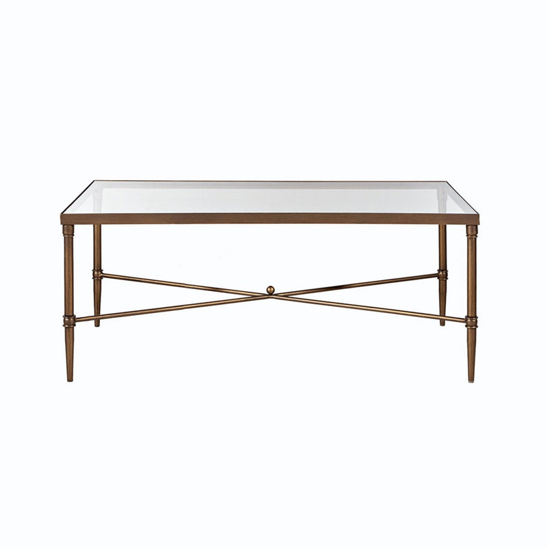 Metal Rectangle Coffee Table With Tempered Glass Top - Bronze