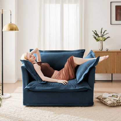 Slipcovered Chenille Armchair - Blue Chenille
