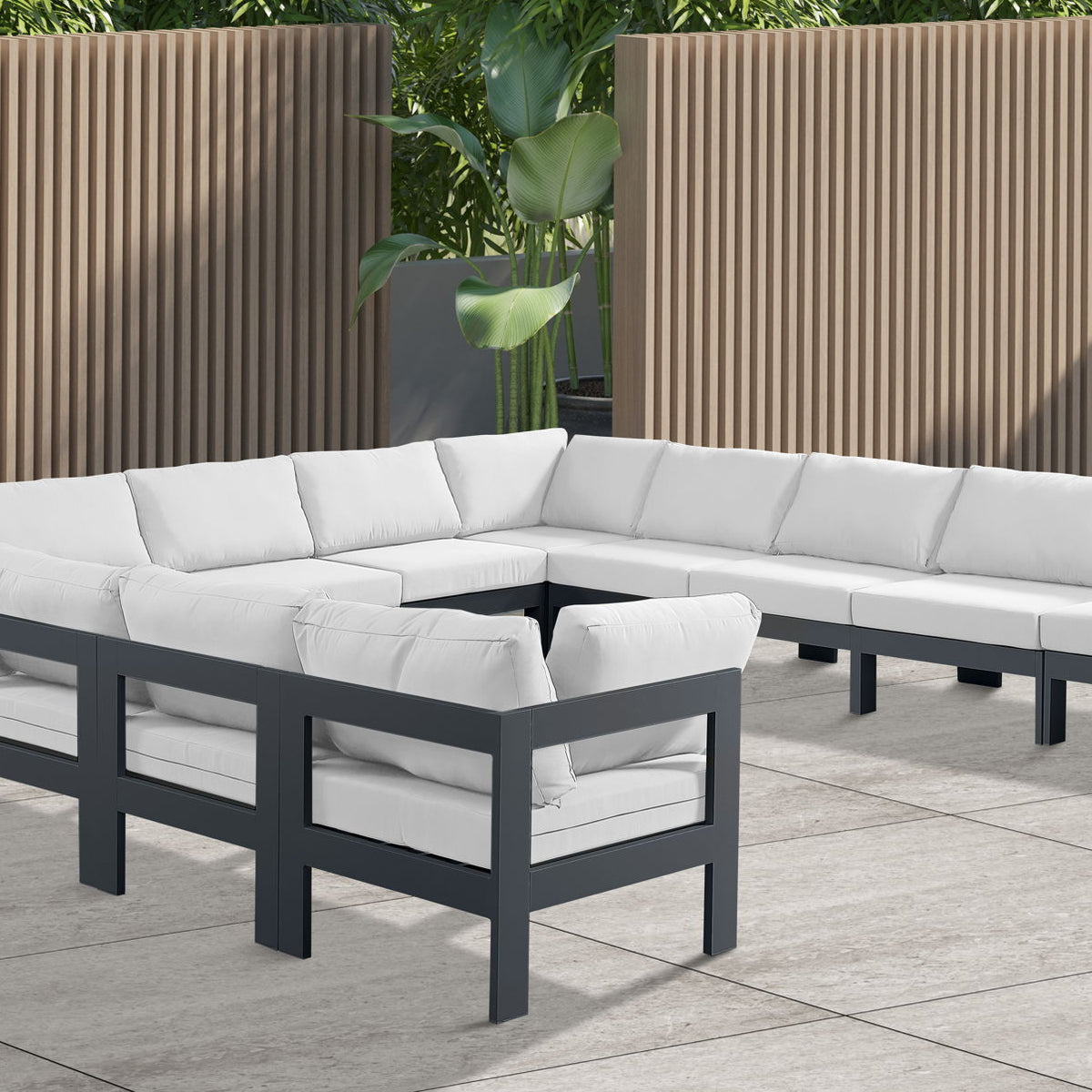 Nizuc - Outdoor Patio 13 Piece Modular Sectional With Gray Frame