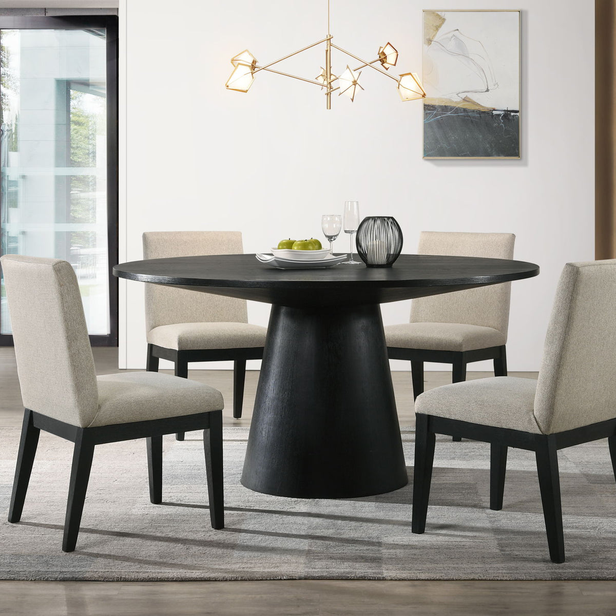 Jasper - Wide Contemporary Round Dining Table Set