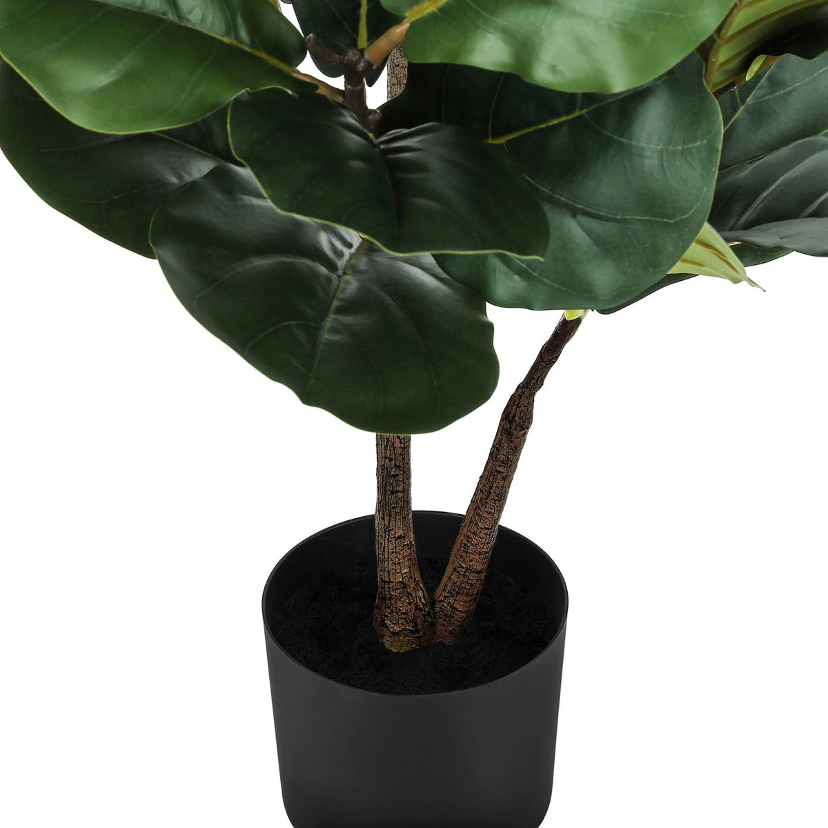 49" Tall, Artificial Plant, Fiddle Tree, Indoor, Faux, Fake, Floor, Greenery, Potted, Real Touch, Decorative - Green / Black