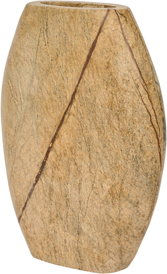 Marble vase in light brown with vertical seam pattern