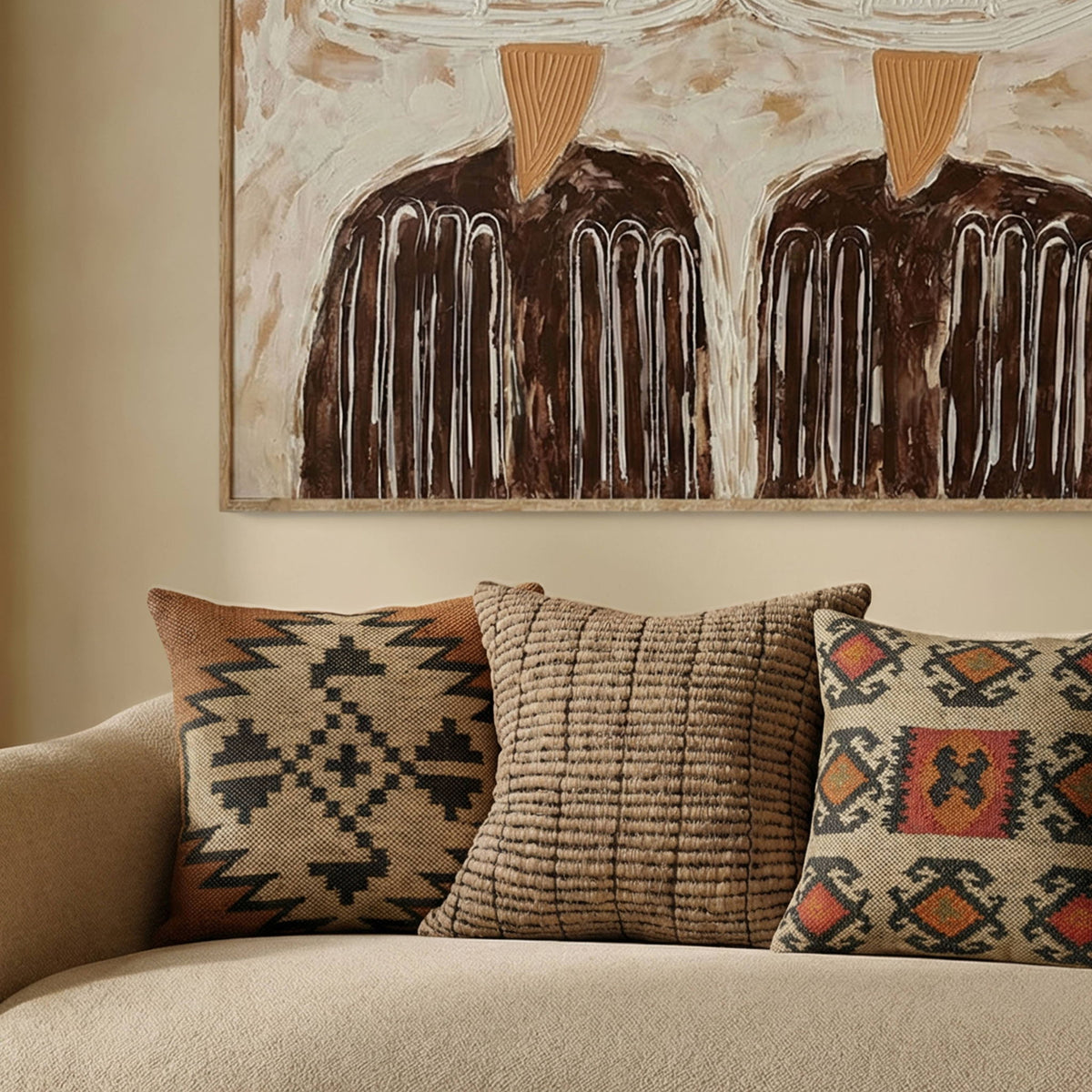 Terra - 20" Square Wool and Jute Kilim Throw Pillow - Clay