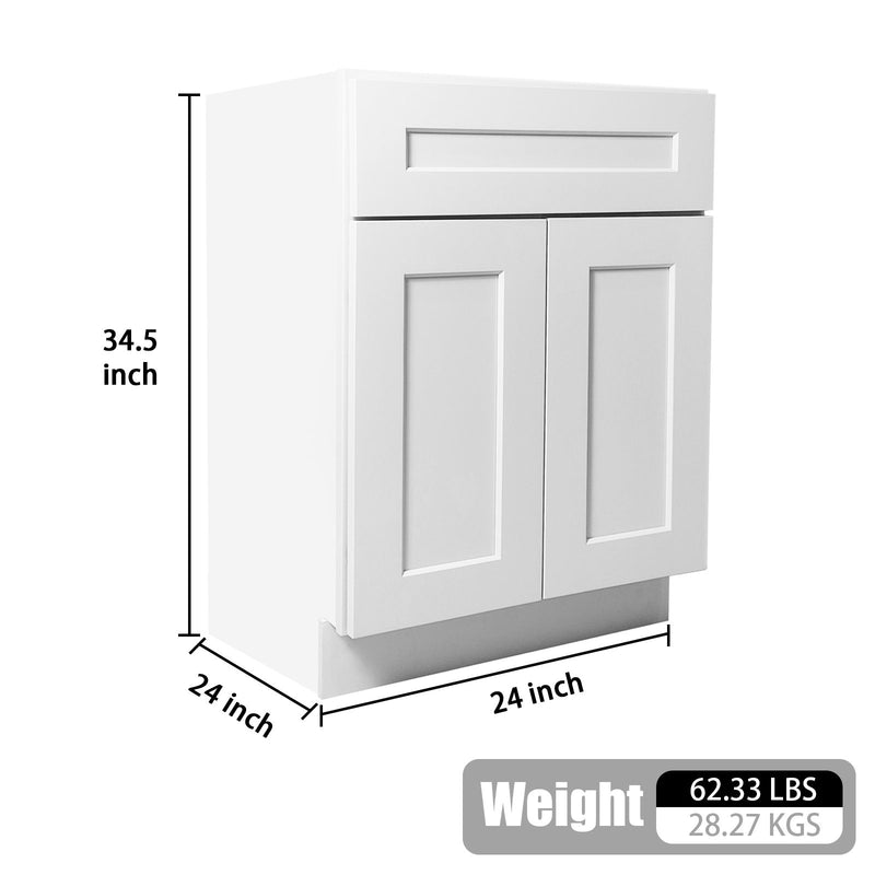 Shaker Base Cabinet With Soft-Close Drawer & Double Doors, Adjustable Shelf