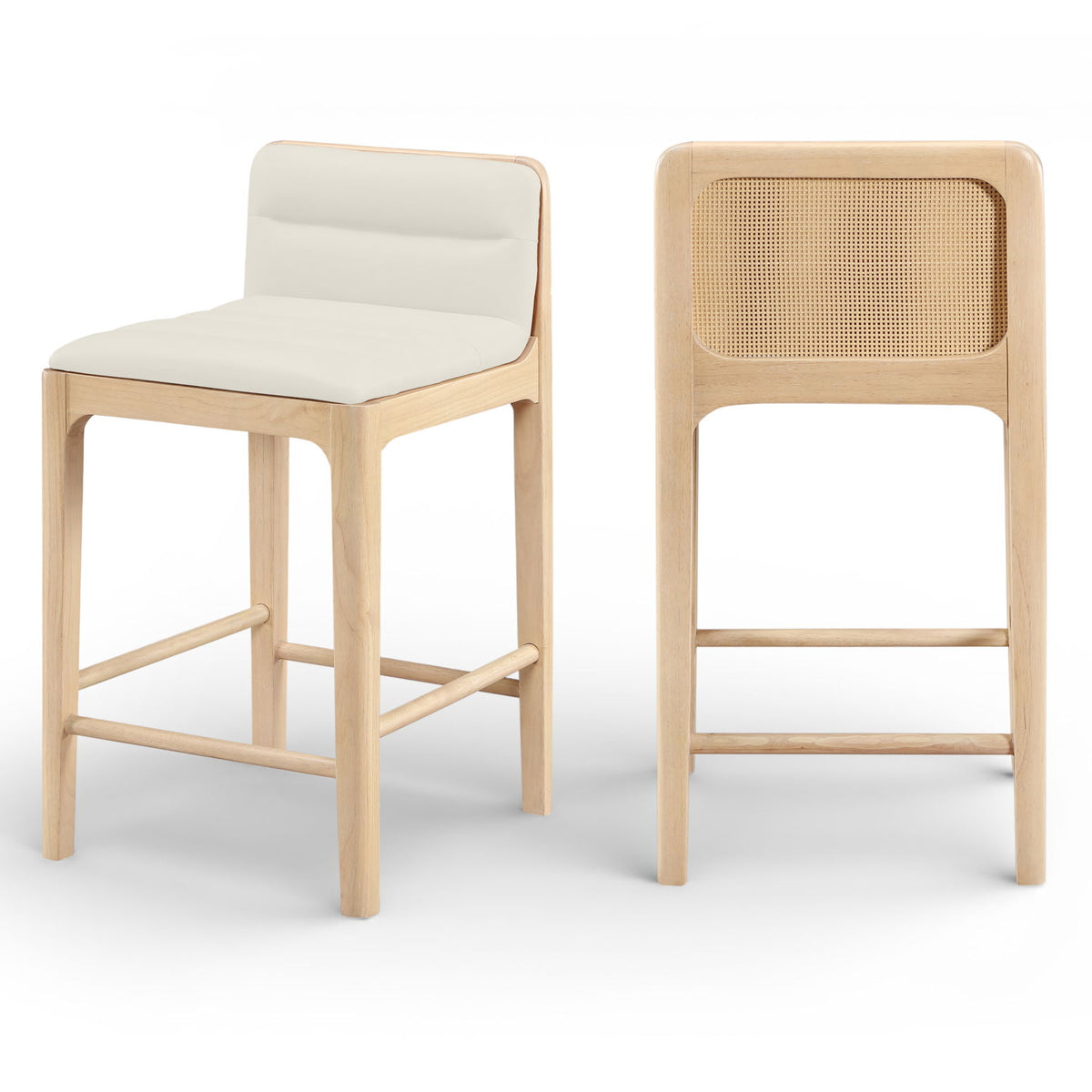 Ellis - Vegan Leather Upholstered Counter Stool (Set of 2) - Natural Base