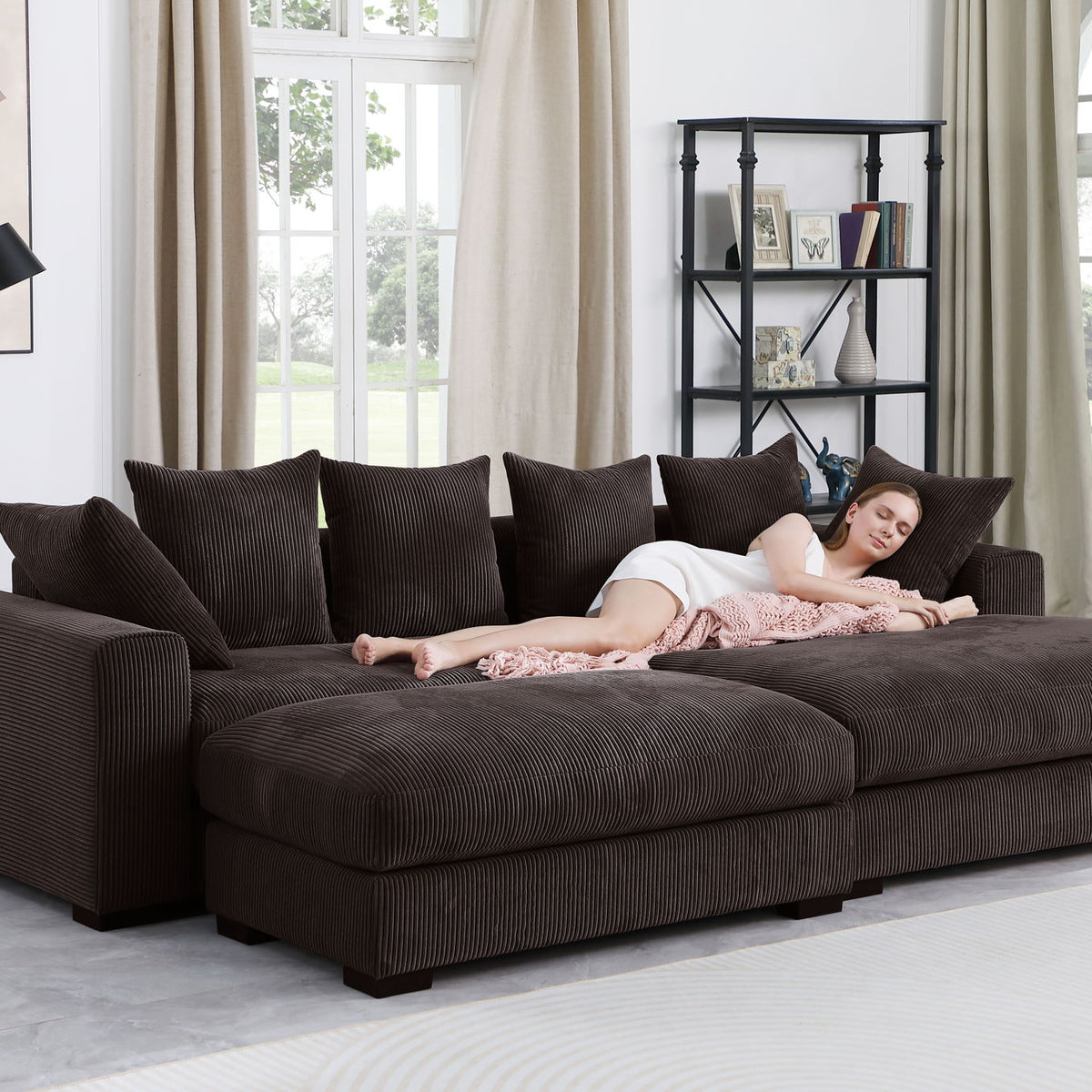 Duke - 4 Piece Upholstered Sectional - Dark Brown
