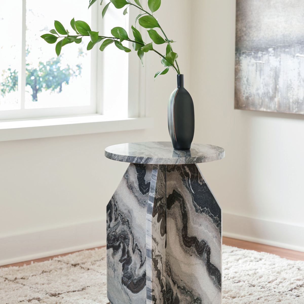 Wrenlane - Accent Table - Black / White / Taupe