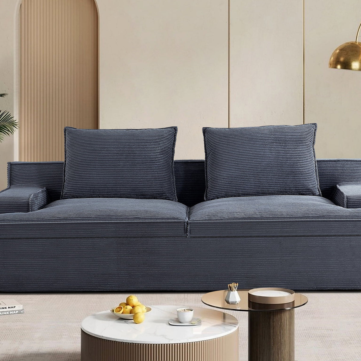 Nimbus - Oversized Full Foam 4 Seater Couch For Living Room Upholstered In Soft Corduroy, Wide Armrests