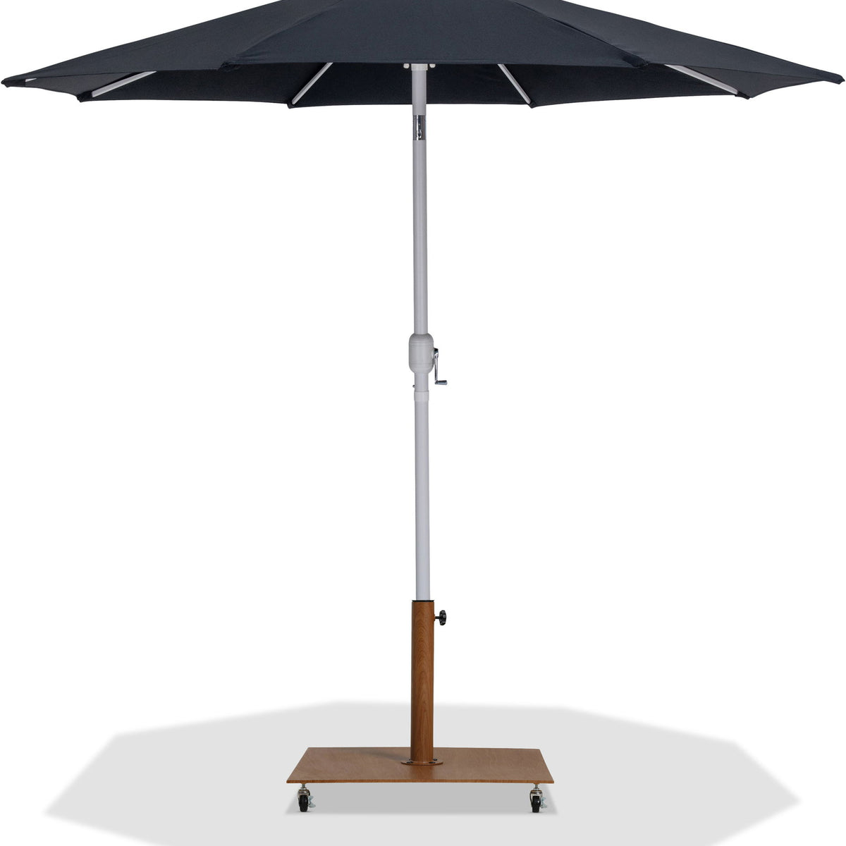 Fiji - Aluminum Patio Umbrella With Square Teak And White Base